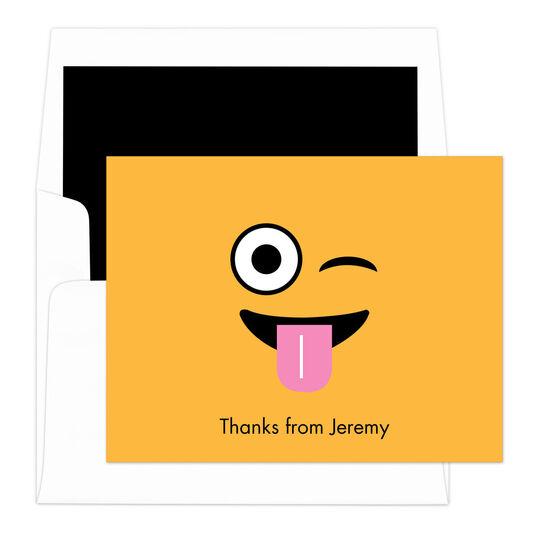 Yellow Silly Emoji Folded Note Cards